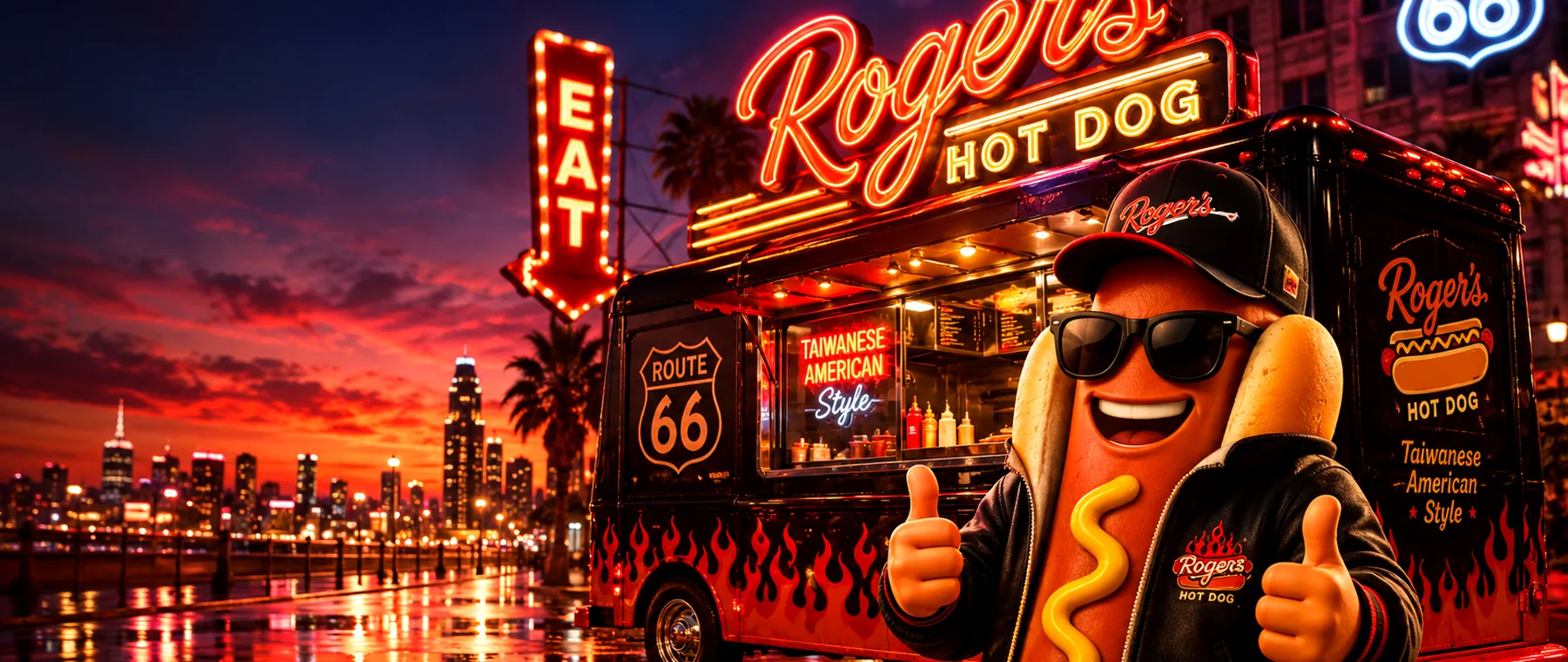 Roger's Hot Dog 美式餐車夜景